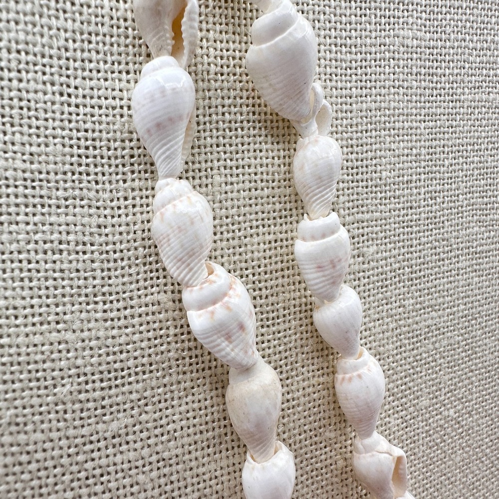 Vintage 90s Boho White Seashell Double Strand Necklace Beach Women's Jewelry - Picture 7 of 10